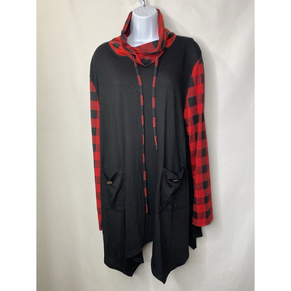 Bulotus Womens Tunic Shirt Size 3XL Buffalo Plaid Christmas In July Comfycore